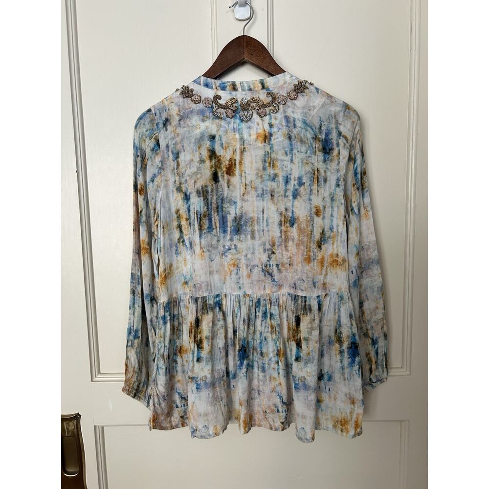 Soft Surroundings Embroidered Applique Color Splash Blouse Womens Size XS Blue - Picture 3 of 8